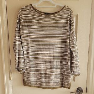 Ann Taylor Factory Brown and Cream Striped Top